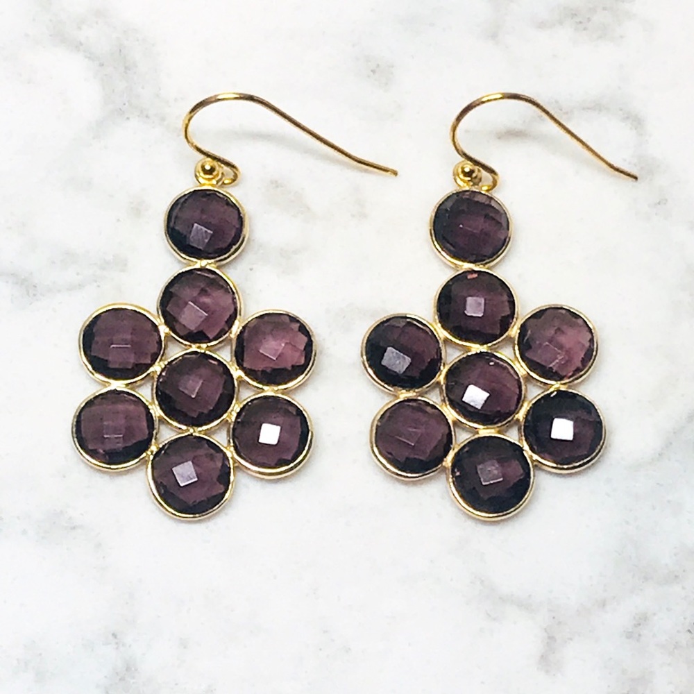 LUVLEIGH DESIGNS - Handmade Amethyst Gemstone Flower Earrings